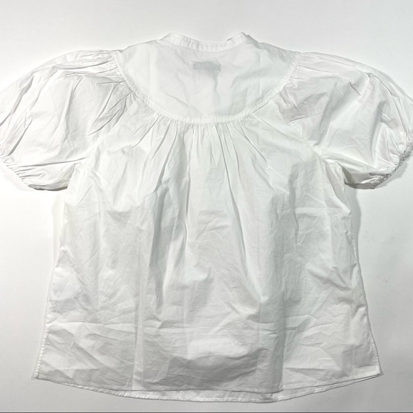 New J Crew Puff Sleeve Cotton Poplin Top Blouse White Small - Picture 3 of 8